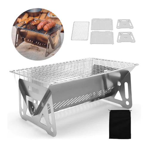 Churrasqueira Portátil Multifuncional em Aço Inoxidável -Master Grill