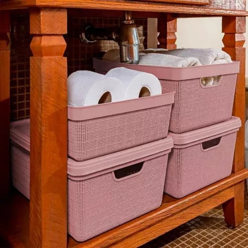 Kit de 5 Caixas Organizadoras com Tampa - OrganizePro