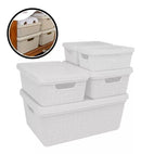 Kit de 5 Caixas Organizadoras com Tampa - OrganizePro