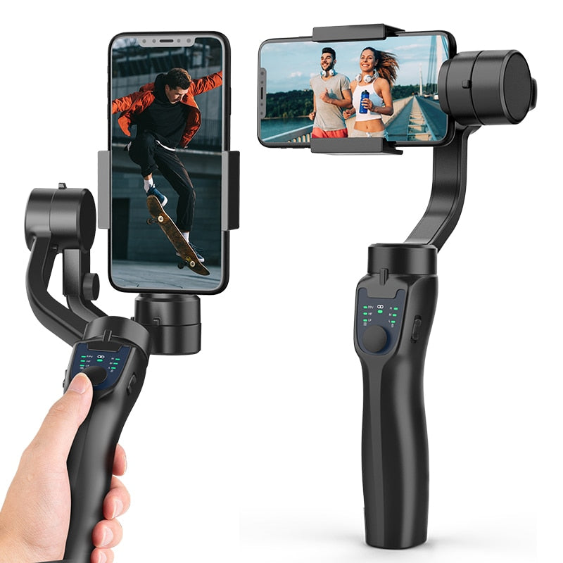 Gimbal Estabilizador de Celular Anti-Vibração Portátil de 3 Eixos - F8 Bluetooth