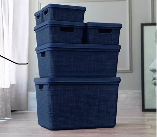 Kit de 5 Caixas Organizadoras com Tampa - OrganizePro